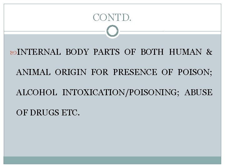 CONTD. INTERNAL BODY PARTS OF BOTH HUMAN & ANIMAL ORIGIN FOR PRESENCE OF POISON;