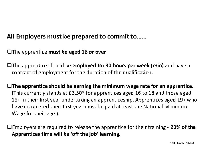 Employing an Apprentice All Employers must be prepared to commit to…… q. The apprentice