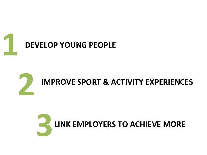 1 2 What we hope Apprenticeships will achieve DEVELOP YOUNG PEOPLE IMPROVE SPORT &