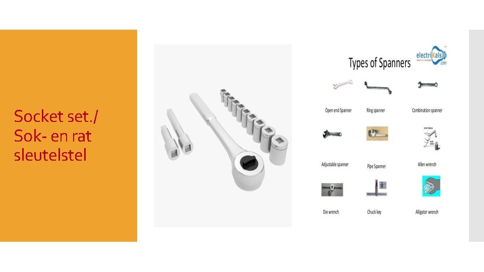 Socket set. / Sok- en rat sleutelstel 