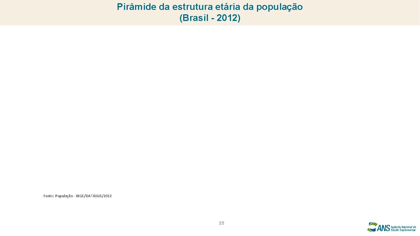 Pirâmide da estrutura etária da população (Brasil - 2012) Fonte: População - IBGE/DATASUS/2012 18
