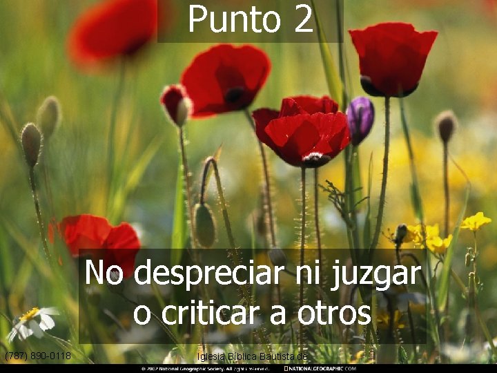 Punto 2 No despreciar ni juzgar o criticar a otros (787) 890 -0118 www.