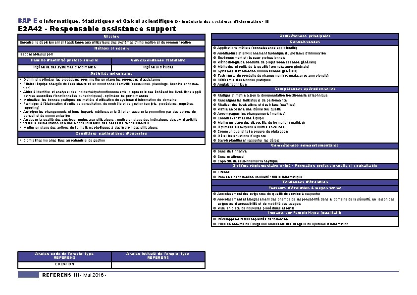 BAP E « Informatique, Statistiques et Calcul scientifique » - Ingénierie des systèmes d’information