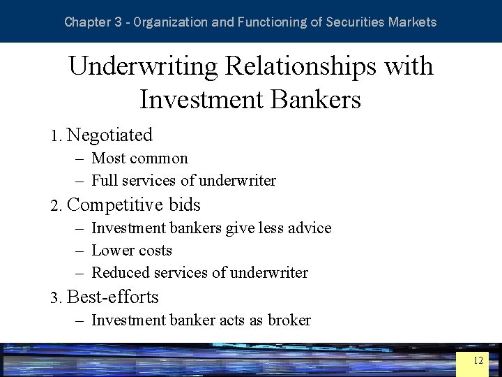 Essentials of Investment Analysis and Portfolio Management Chapter 3 - Organization and Functioning of