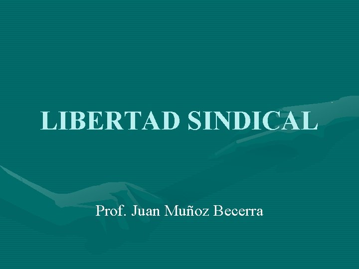 LIBERTAD SINDICAL Prof. Juan Muñoz Becerra 