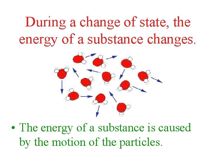 During a change of state, the energy of a substance changes. • The energy