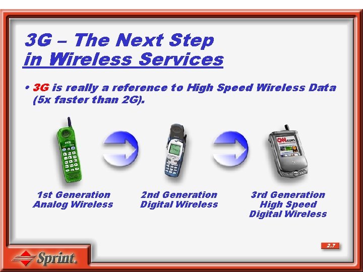 3 G – The Next Step in Wireless Services • 3 G is really