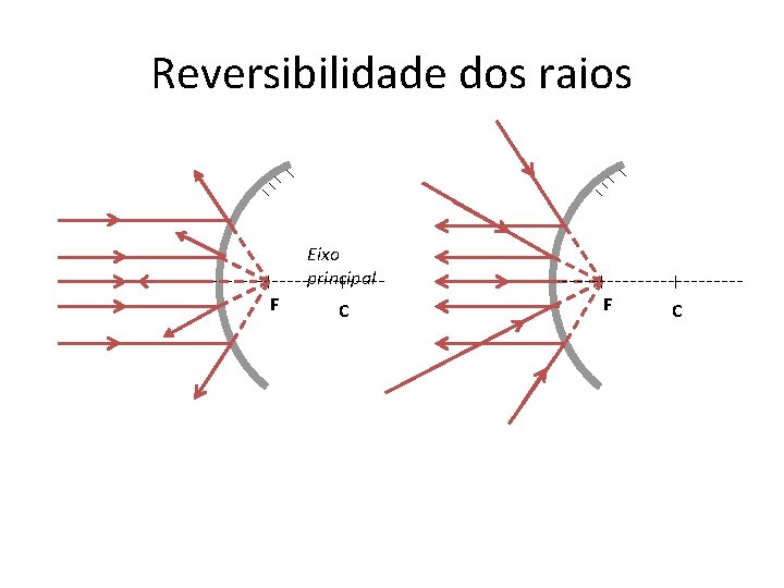 Reversibilidade dos raios Eixo principal F C 