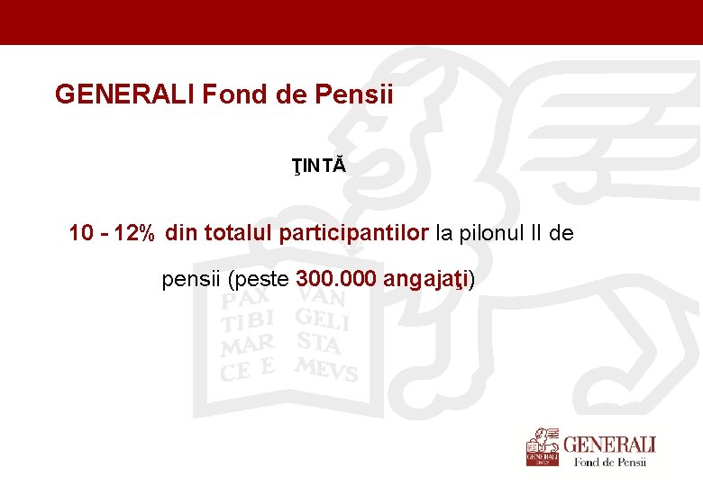 Titel der Präsentation (Ändern oder Löschen im Folienmaster) GENERALI Fond de Pensii ŢINTĂ 10