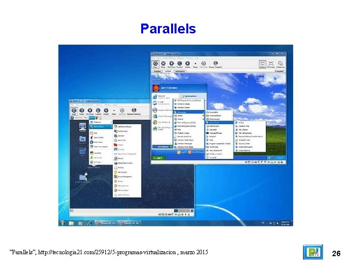 Parallels ”Parallels”, http: //tecnologia 21. com/25912/5 -programas-virtualizacion , marzo 2015 26 