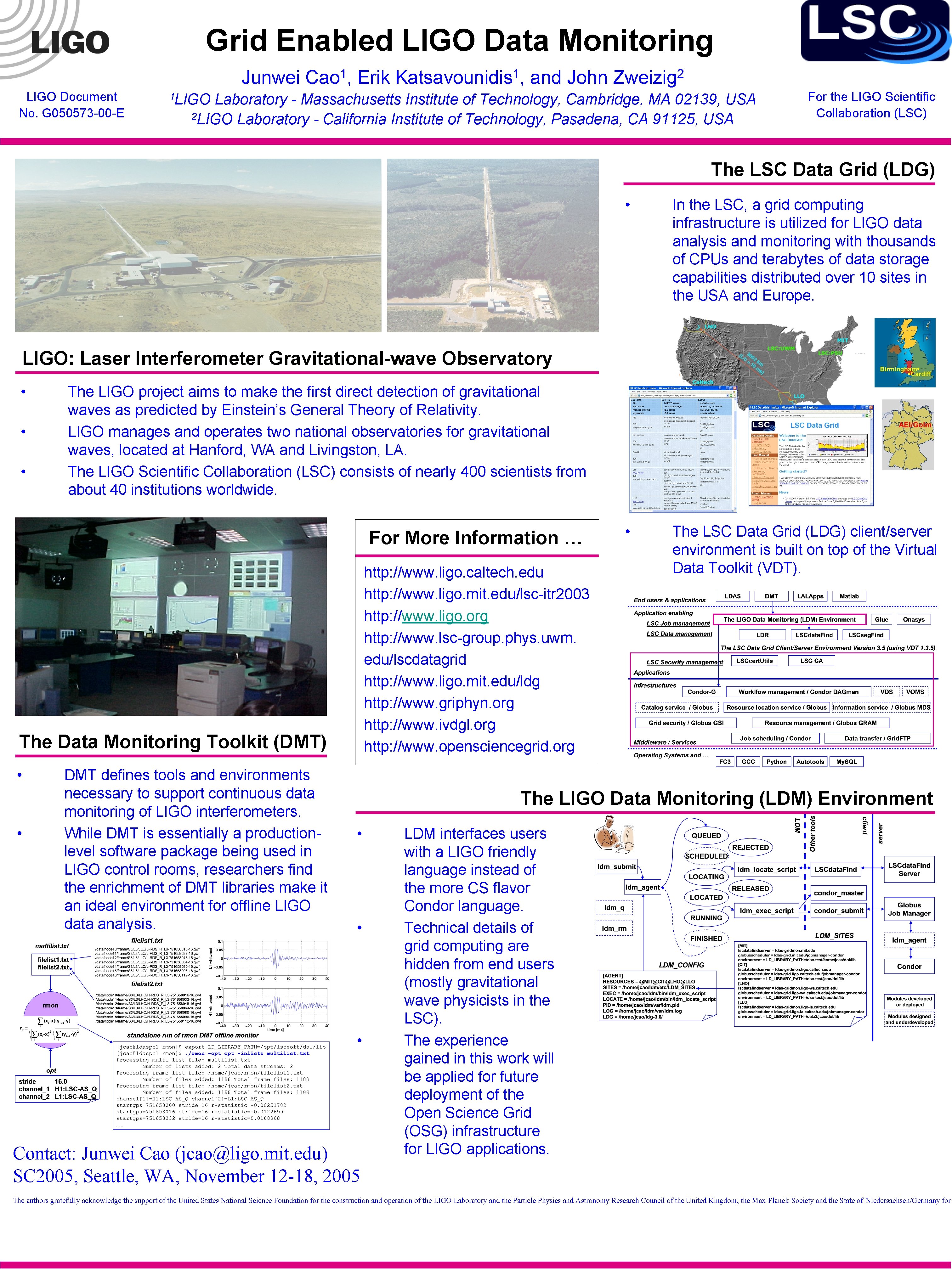 Grid Enabled LIGO Data Monitoring Junwei LIGO Document No. G 050573 -00 -E 1