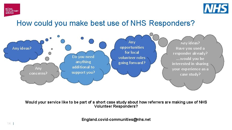 How could you make best use of NHS Responders? Any ideas? Any concerns? Do