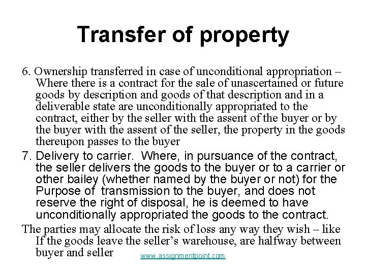 Transfer Docproperty Transfer of Property Business Law www assignmentpoint com