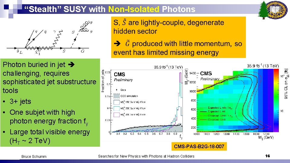 “Stealth” SUSY with Non-Isolated Photons Photon buried in jet challenging, requires sophisticated jet substructure