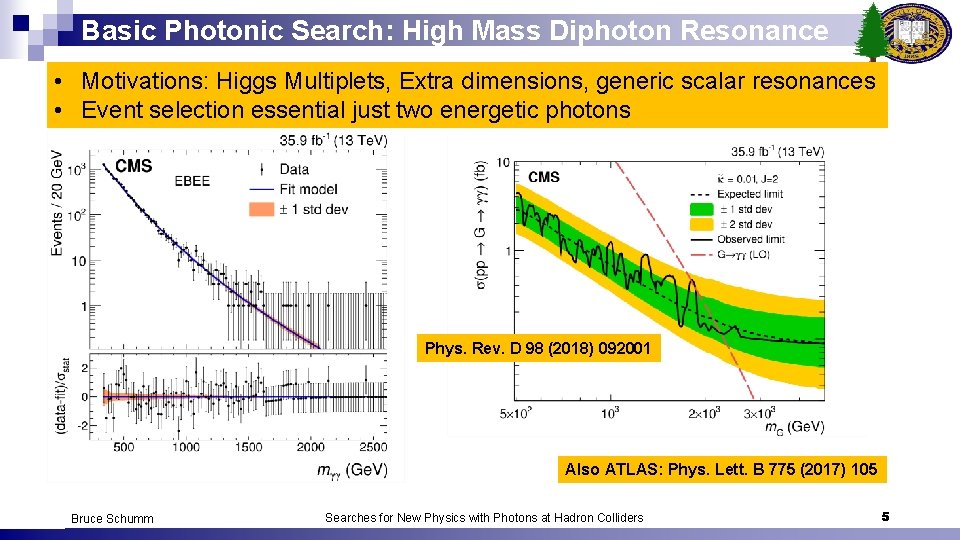 Basic Photonic Search: High Mass Diphoton Resonance • Motivations: Higgs Multiplets, Extra dimensions, generic