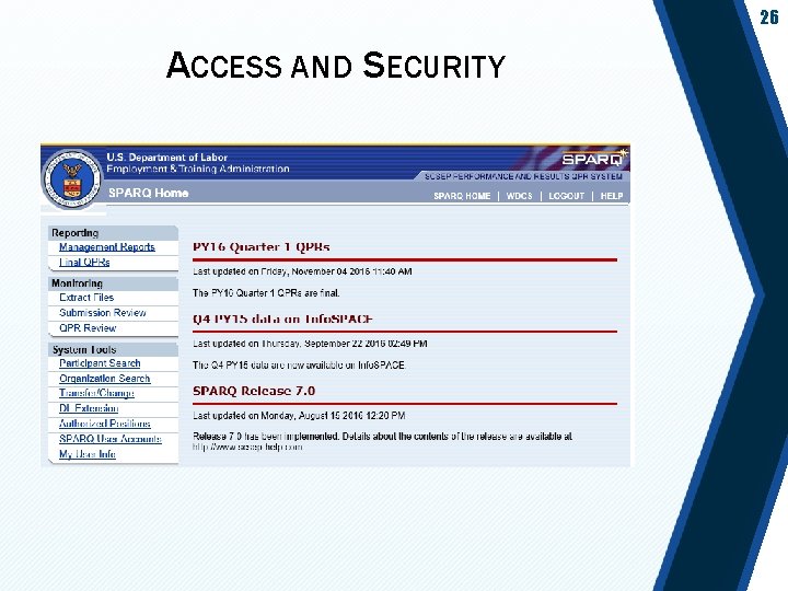 26 ACCESS AND SECURITY 