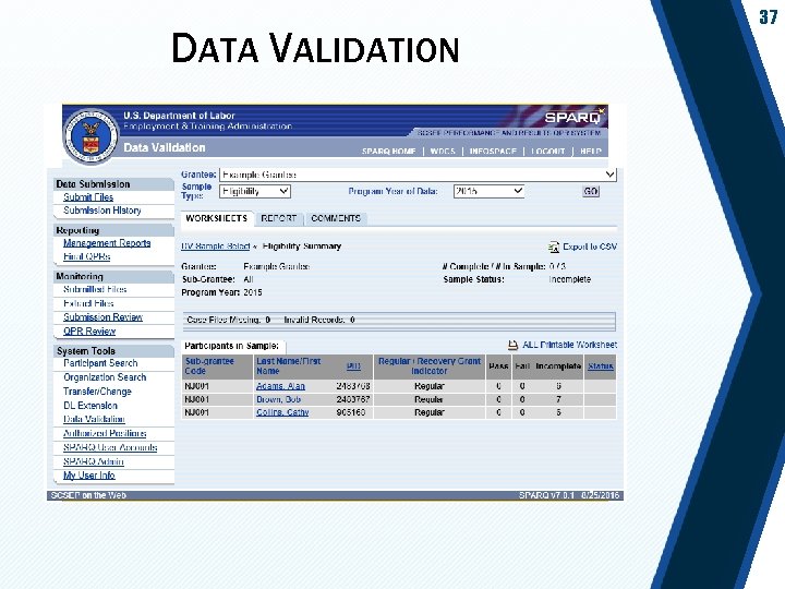 DATA VALIDATION 37 