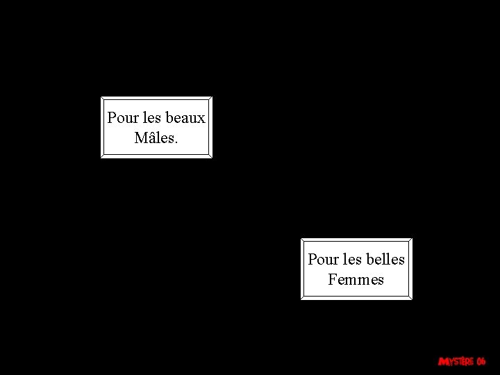 Pour les beaux Mâles. Pour les belles Femmes 