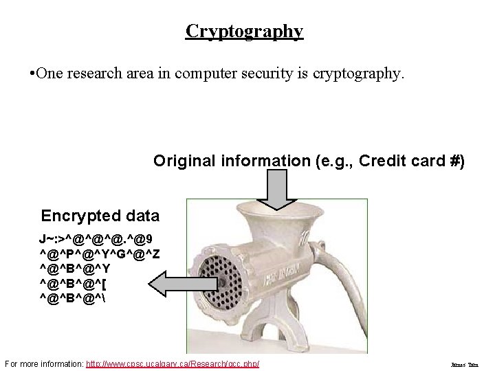 Cryptography • One research area in computer security is cryptography. Original information (e. g. Cryptography • One research area in computer security is cryptography. Original information (e. g.
