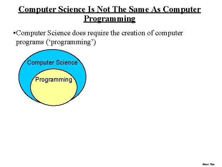 Computer Science Is Not The Same As Computer Programming • Computer Science does require Computer Science Is Not The Same As Computer Programming • Computer Science does require