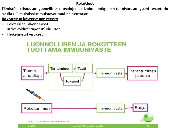 Rokotteet Elimistön altistus antigeeneille > Imusolujen aktivointi; antigeenin tunnistus antigeeni-reseptorin avulla > T-muistisolut muistavat