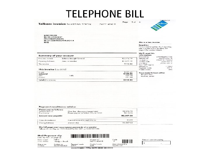 TELEPHONE BILL 