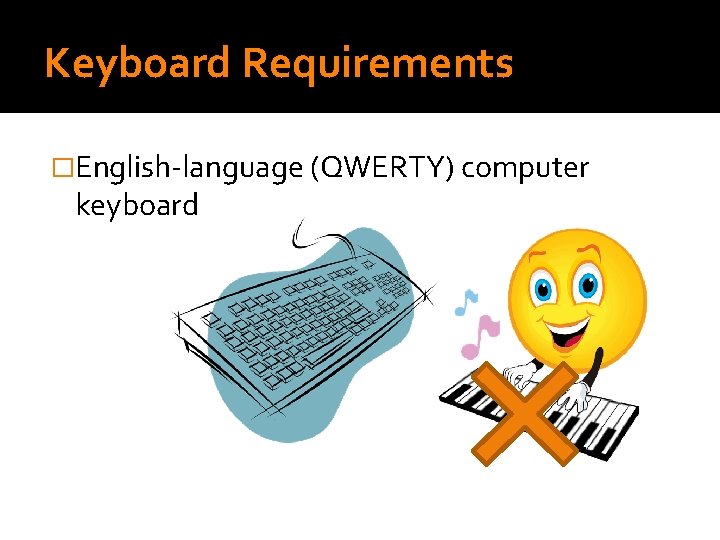 Keyboard Requirements �English-language (QWERTY) computer keyboard 