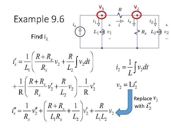 v 1 v 2 Example 9. 6 Find i 2 Replace with 