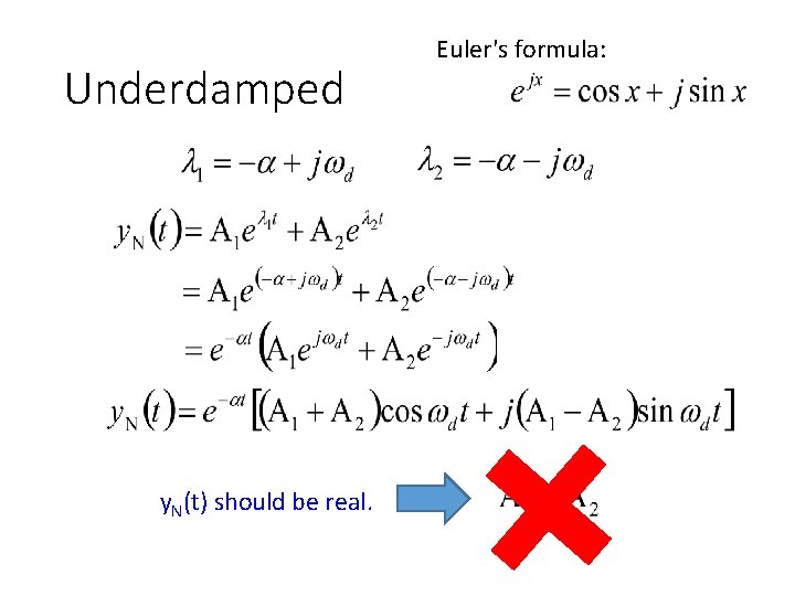 Underdamped y. N(t) should be real. Euler's formula: 