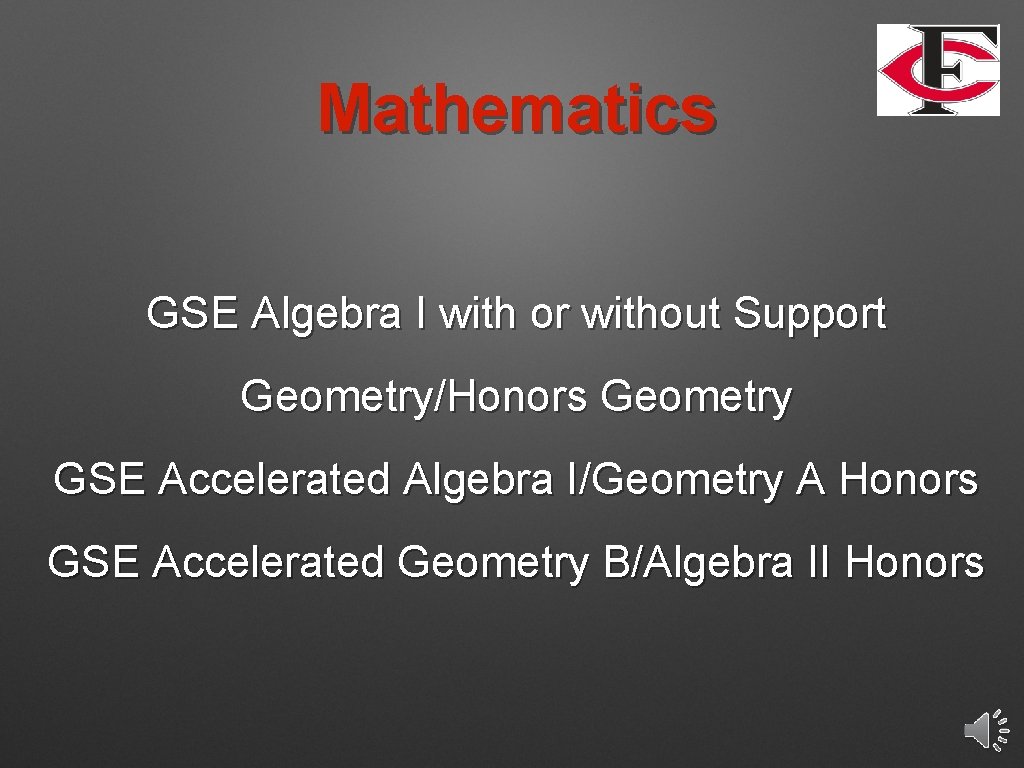 Mathematics GSE Algebra I with or without Support Geometry/Honors Geometry GSE Accelerated Algebra I/Geometry