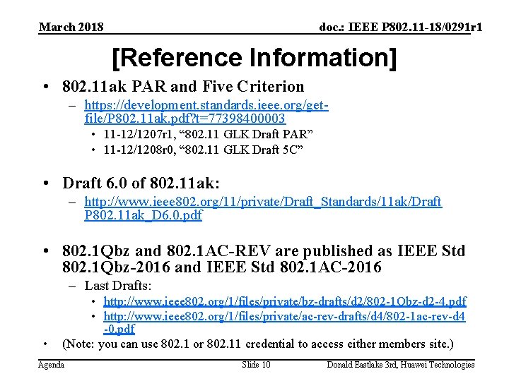 March 2018 doc. : IEEE P 802. 11 -18/0291 r 1 [Reference Information] •