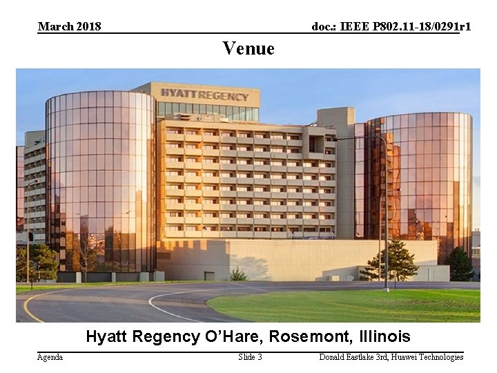 March 2018 doc. : IEEE P 802. 11 -18/0291 r 1 Venue Hyatt Regency