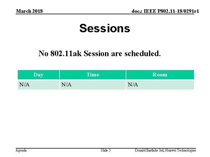 March 2018 doc. : IEEE P 802. 11 -18/0291 r 1 Sessions No 802.