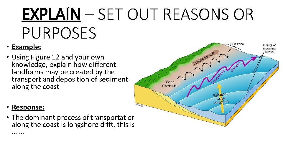 EXPLAIN – SET OUT REASONS OR PURPOSES • Example: • Using Figure 12 and
