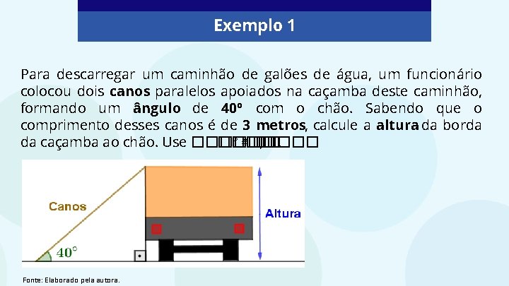 Exemplo 1 Para descarregar um caminhão de galões de água, um funcionário colocou dois