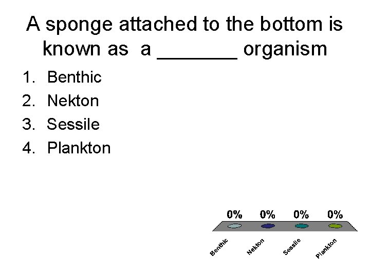 A sponge attached to the bottom is known as a _______ organism 1. 2.