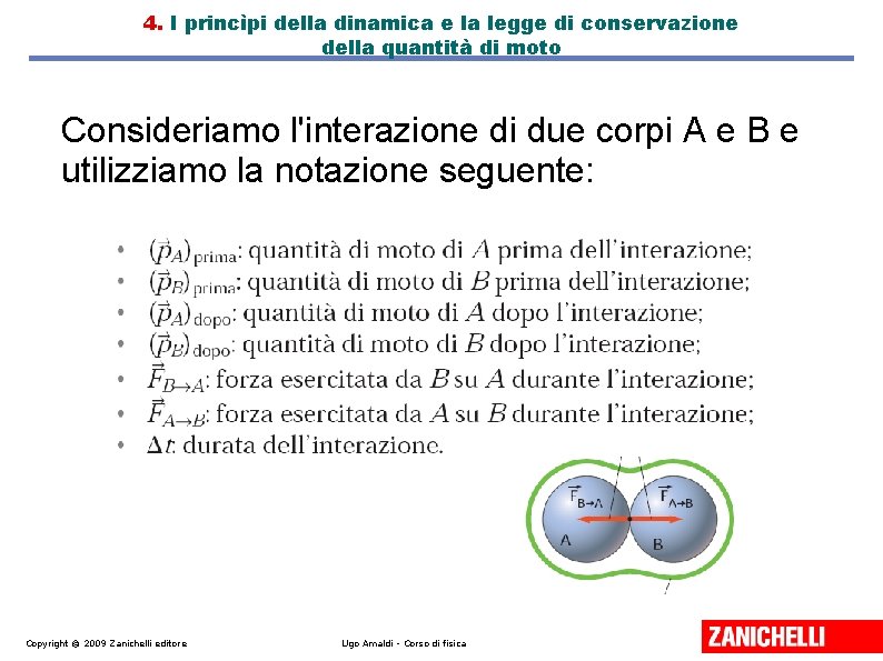 4. I princìpi della dinamica e la legge di conservazione della quantità di moto