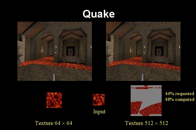 Quake 44% requested 48% computed Input Texture 64 Texture 512 