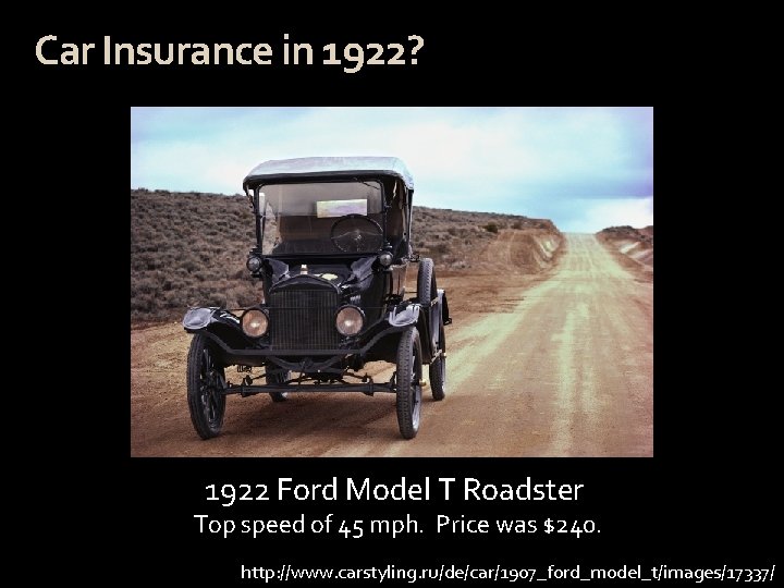 Car Insurance in 1922? 1922 Ford Model T Roadster Top speed of 45 mph.