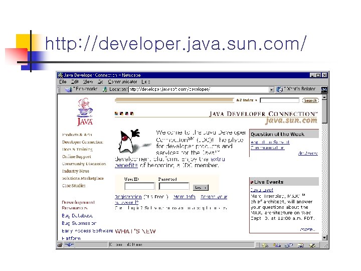 http: //developer. java. sun. com/ 