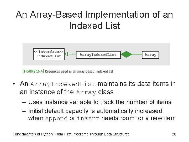 An Array-Based Implementation of an Indexed List • An Array. Indexed. List maintains its