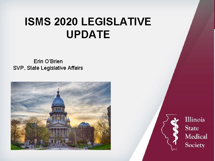 ISMS 2020 LEGISLATIVE UPDATE Erin O’Brien SVP, State Legislative Affairs 