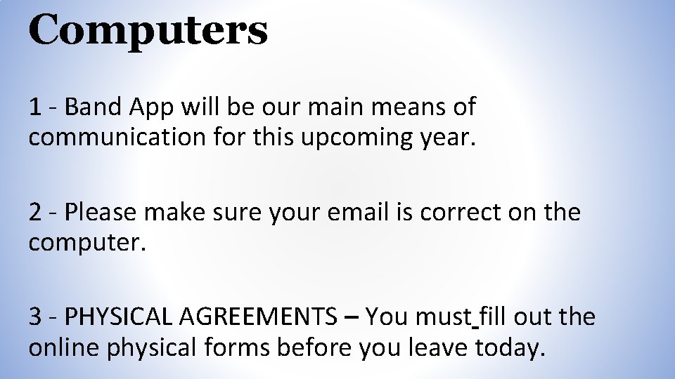 Computers 1 - Band App will be our main means of communication for this Computers 1 - Band App will be our main means of communication for this