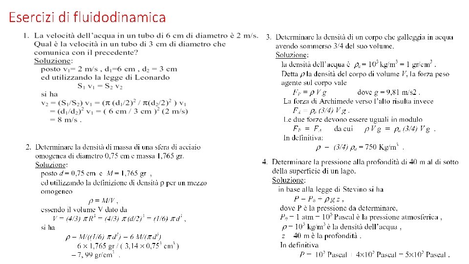 Esercizi di fluidodinamica 