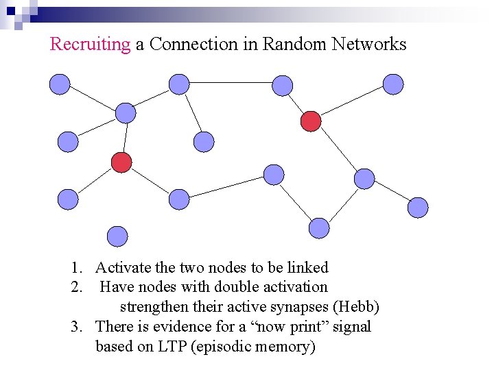 Recruiting a Connection in Random Networks 1. Activate the two nodes to be linked