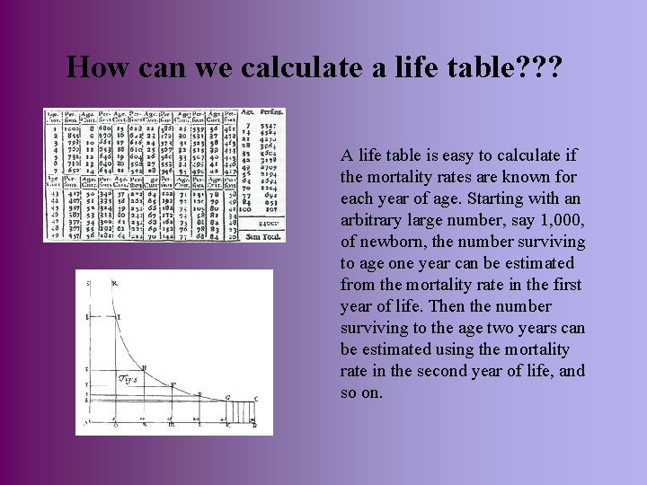 How can we calculate a life table? ? ? A life table is easy