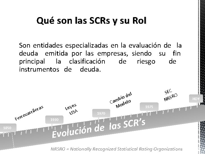 Qué son las SCRs y su Rol Son entidades especializadas en la evaluación de