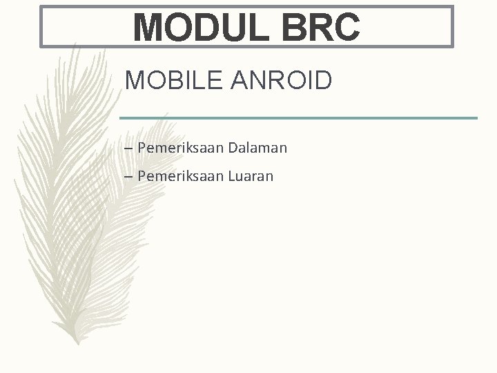 MODUL BRC MOBILE ANROID – Pemeriksaan Dalaman – Pemeriksaan Luaran 