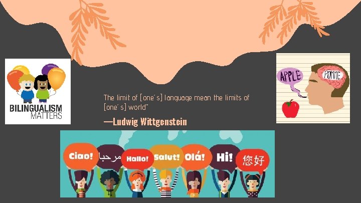 The limit of [one’s] language mean the limits of [one’s] world” —Ludwig Wittgenstein 