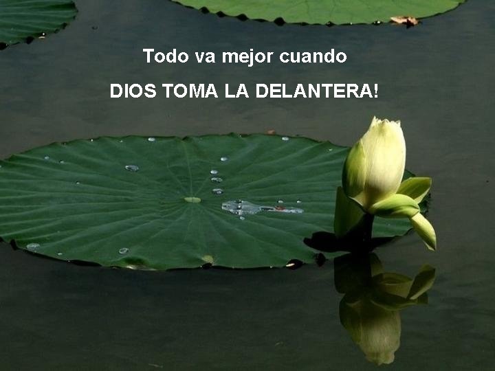 Todo va mejor cuando DIOS TOMA LA DELANTERA! Todo va mejor cuando DIOS TOMA LA DELANTERA!